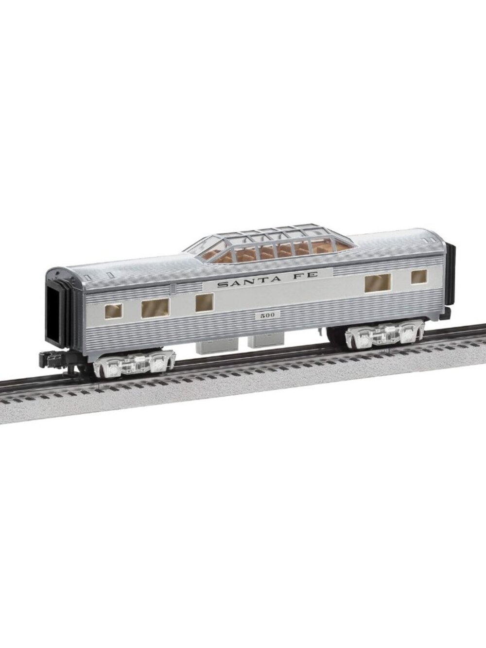 Santa Fe Vista Dome Car - O Gauge Train Accessory, Silver & Gray, Perfect for